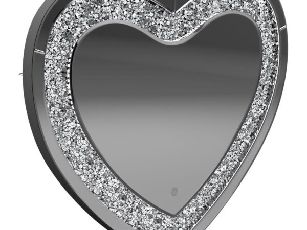 Aiko 36 x 30 Inch Heart Shaped LED Light Wall Mirror Silver