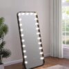 Canton 32 x 71 Inch LED Standing Mirror with Speakers Black