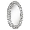 Colleen 31 x 47 Inch Oval Wall Mirror Crystal Flowers Silver