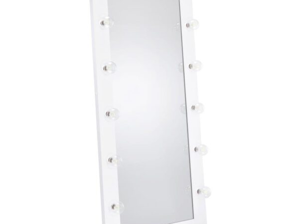 Zayan 32 x 71 Inch Floor Mirror LED Lighting White Gloss