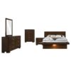 Jessica 5-piece Eastern King LED Bedroom Set Cappuccino
