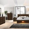 Jessica 5-piece Queen LED Bedroom Set Cappuccino