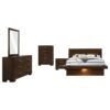 Jessica 5-piece Queen LED Bedroom Set Cappuccino