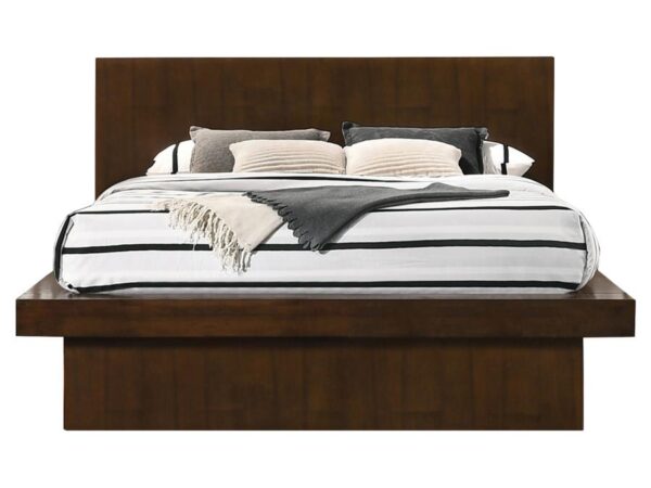 Jessica Wood Queen LED Panel Bed Cappuccino
