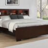 Jessica Wood Queen LED Storage Bookcase Bed Cappuccino
