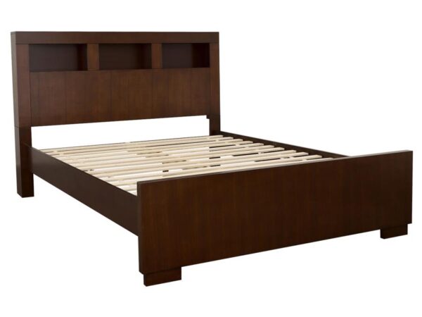 Jessica Wood Queen LED Storage Bookcase Bed Cappuccino
