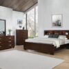 Jessica Wood Queen LED Storage Bookcase Bed Cappuccino