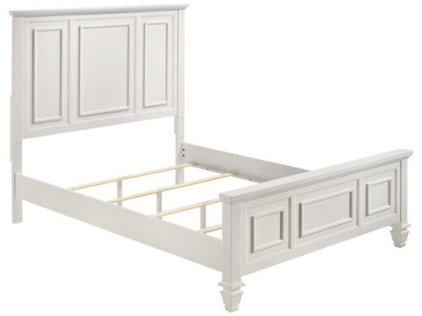 Sandy Beach Wood Queen Panel Bed Cream White