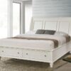 Sandy Beach Wood Eastern King Storage Panel Bed Cream White