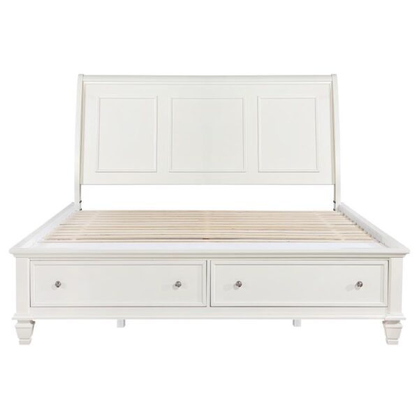 Sandy Beach Wood Eastern King Storage Panel Bed Cream White