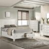 Sandy Beach Wood Eastern King Storage Panel Bed Cream White