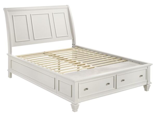Sandy Beach Wood Queen Storage Panel Bed Cream White