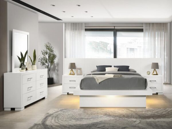 Jessica 5-piece Eastern King LED Bedroom Set Snow White