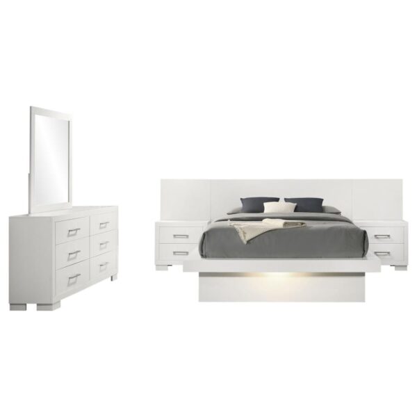 Jessica 5-piece Eastern King LED Bedroom Set Snow White