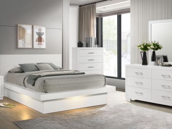Jessica 5-piece Eastern King LED Bedroom Set Snow White