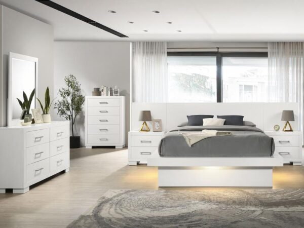 Jessica 6-piece Eastern King LED Bedroom Set Snow White