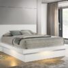 Jessica Wood Eastern King LED Panel Bed Snow White