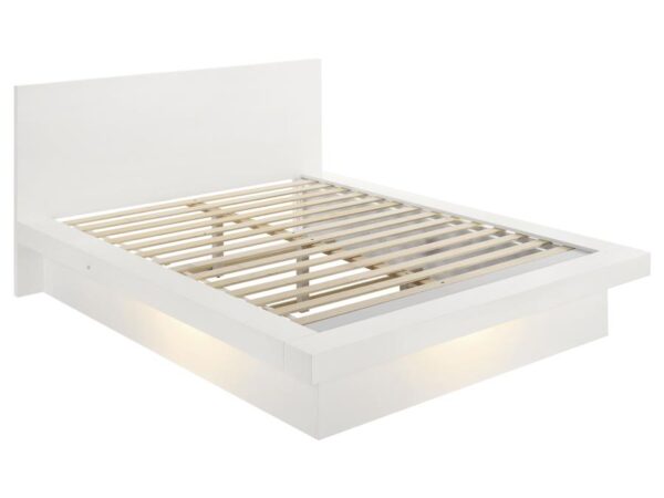 Jessica Wood Eastern King LED Panel Bed Snow White