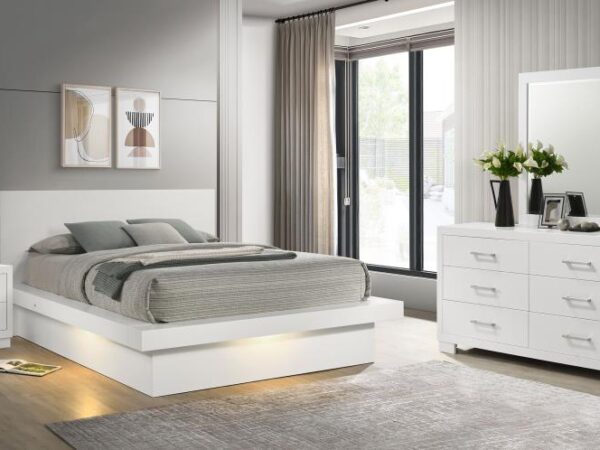 Jessica 4-piece Queen LED Bedroom Set Snow White