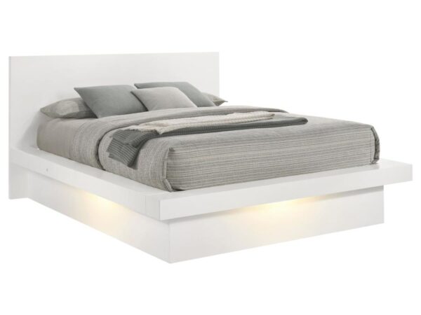 Jessica Wood Queen LED Panel Bed Snow White