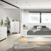 Jessica Wood Queen LED Panel Bed Snow White