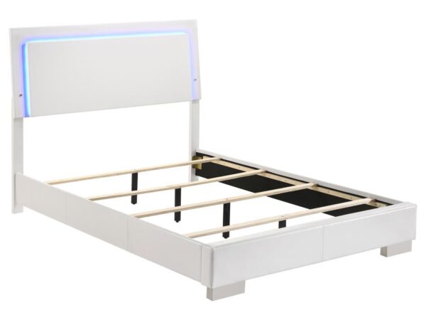 Felicity Wood Full LED Panel Bed White High Gloss