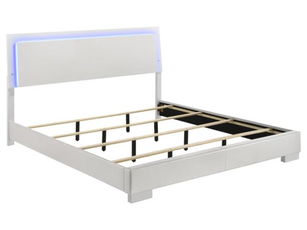 Felicity Wood Eastern King LED Panel Bed White High Gloss