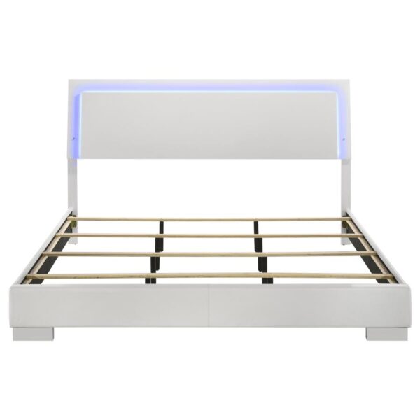 Felicity Wood Eastern King LED Panel Bed White High Gloss