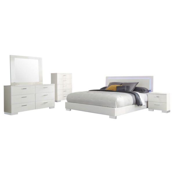 Felicity 5-piece Queen Bedroom Set White High Gloss