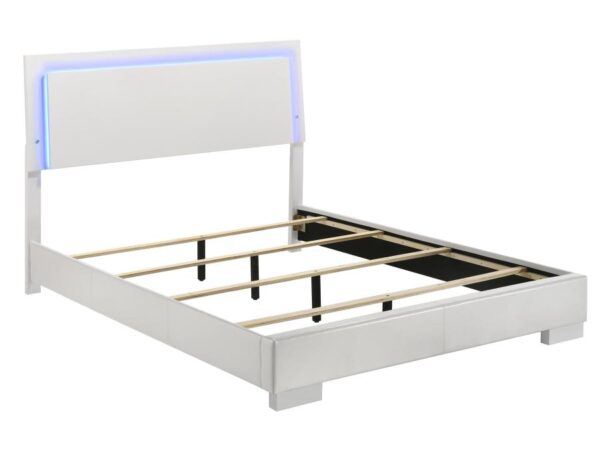 Felicity Wood Queen LED Panel Bed White High Gloss