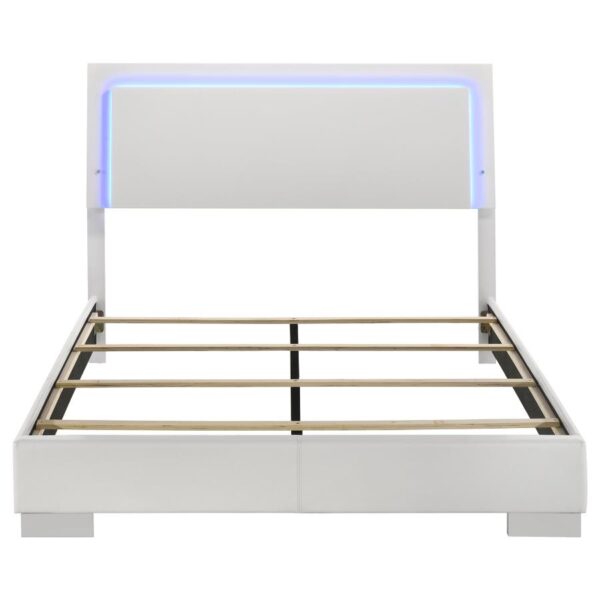 Felicity Wood Queen LED Panel Bed White High Gloss