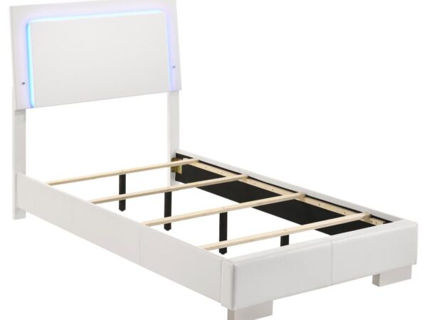 Felicity Wood Twin LED Panel Bed White High Gloss