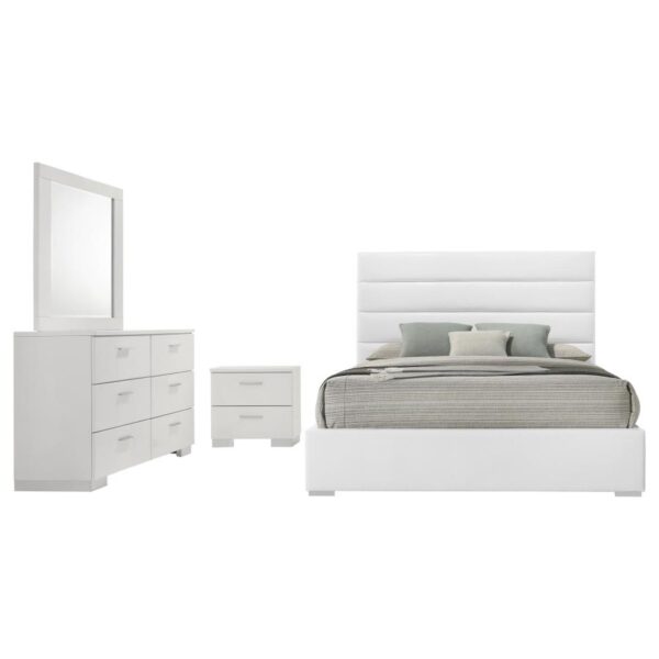 Felicity 4-piece Eastern King Bedroom Set White High Gloss