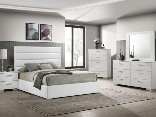 Felicity 5-piece Queen Bedroom Set White High Gloss