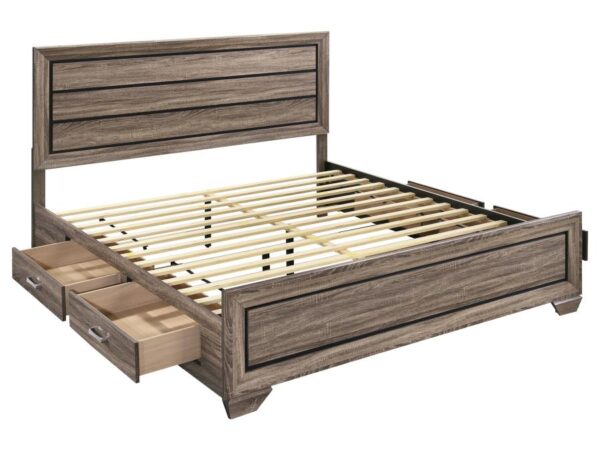 Kauffman Wood Eastern King Storage Panel Bed Washed Taupe