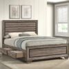 Kauffman Wood Queen Storage Panel Bed Washed Taupe