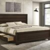 Kauffman Wood Eastern King Storage Panel Bed Dark Cocoa
