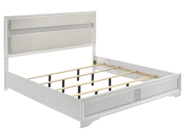 Miranda 54-inch Upholstered Eastern King Panel Bed White