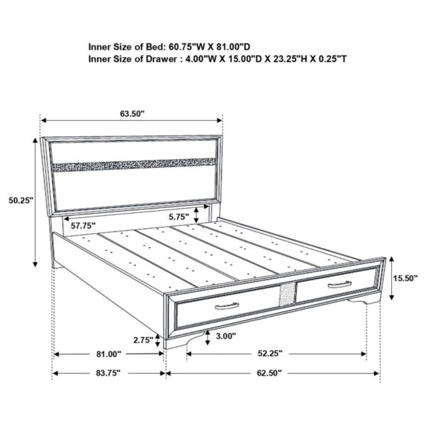 Miranda 51-inch Wood Queen Storage Panel Bed White