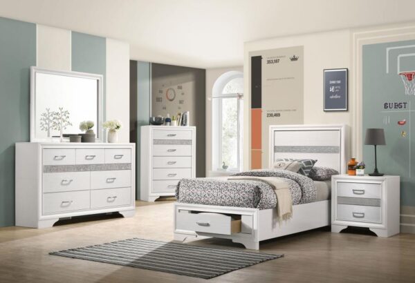 Miranda 51-inch Wood Twin Storage Panel Bed White