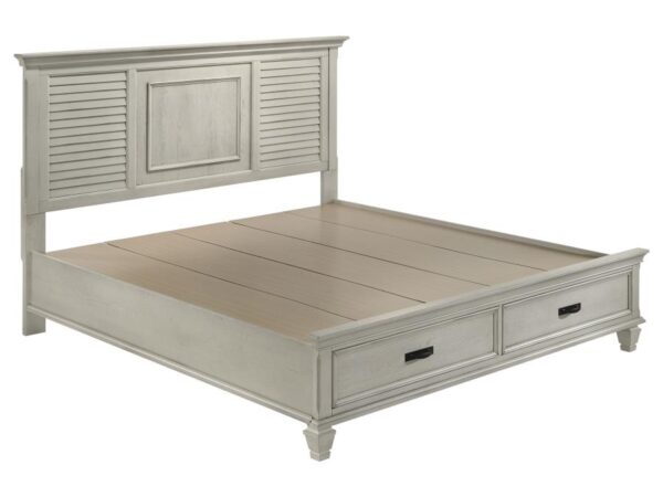 Franco Wood Eastern King Storage Panel Bed Distressed White