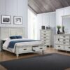 Franco Wood Eastern King Storage Panel Bed Distressed White