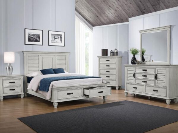 Franco 5-piece Queen Bedroom Set Distressed White