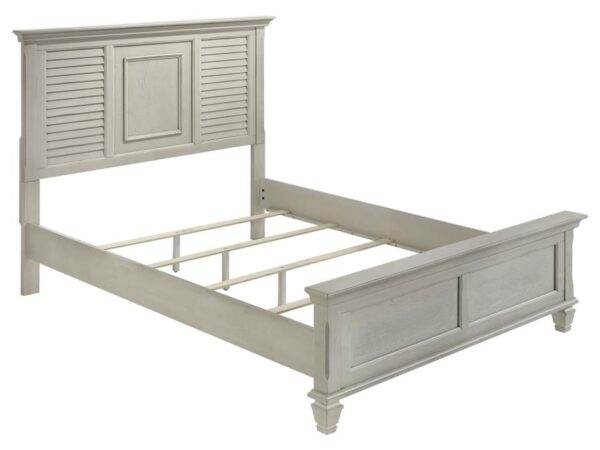 Franco Wood Queen Panel Bed Distressed White