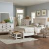 Franco Wood Queen Panel Bed Distressed White