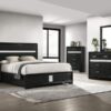 Miranda 54-inch Upholstered Queen Panel Bed Black