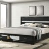 Miranda 51-inch Wood Eastern King Storage Panel Bed Black