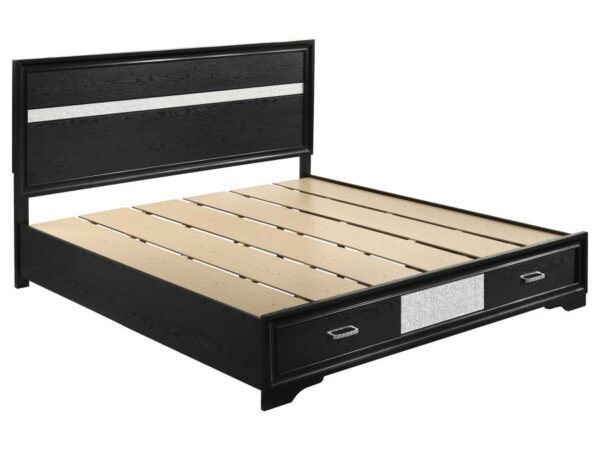 Miranda 51-inch Wood Eastern King Storage Panel Bed Black