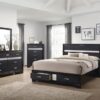 Miranda 51-inch Wood Eastern King Storage Panel Bed Black