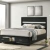 Miranda 51-inch Wood Queen Storage Panel Bed Black
